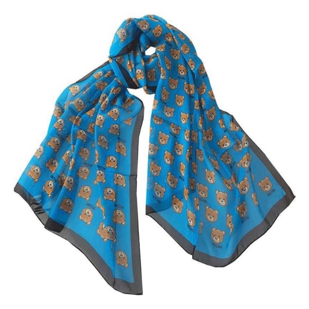 Moschino Blue Teddy Silk Scarf NWT